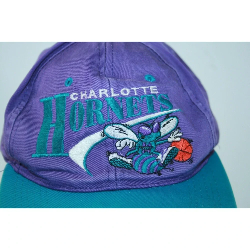 Vintage Charlotte Hornets Purple Teal NBA‎ Youth Snapback Adjustable Hat Cap